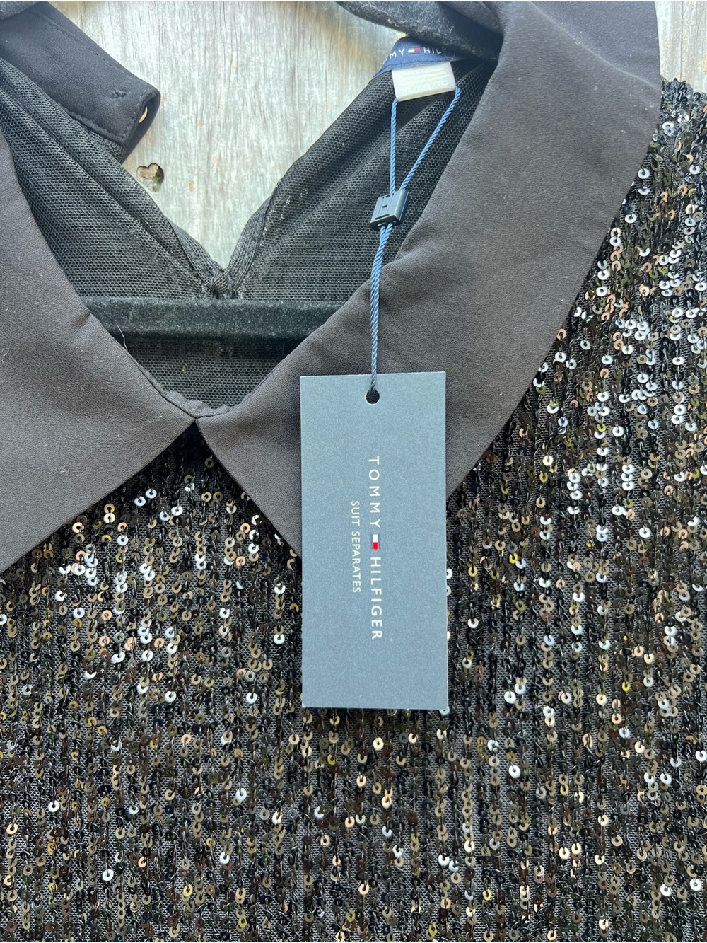 TOMMY HILFIGER Black Collared Sleeveless  Sequin Top Women’s XL NWT NEW - Picture 8 of 16